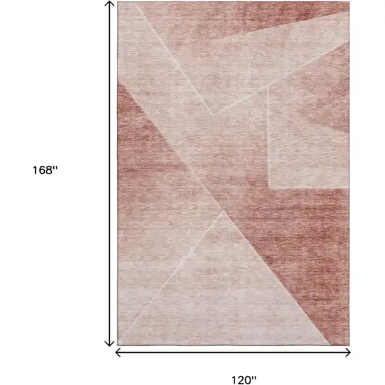 Salmon And Ivory Geometric Washable Area Rug With UV Protection Photo 3