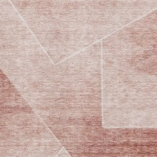 Salmon And Ivory Geometric Washable Area Rug With UV Protection Photo 3