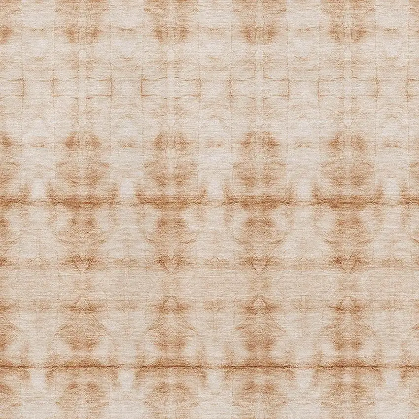 Salmon And Ivory Geometric Washable Area Rug With UV Protection Photo 3