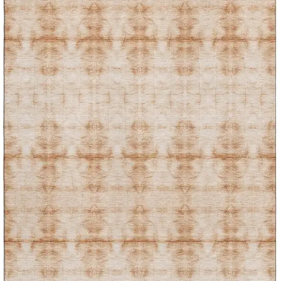 Salmon And Ivory Geometric Washable Area Rug With UV Protection Photo 3