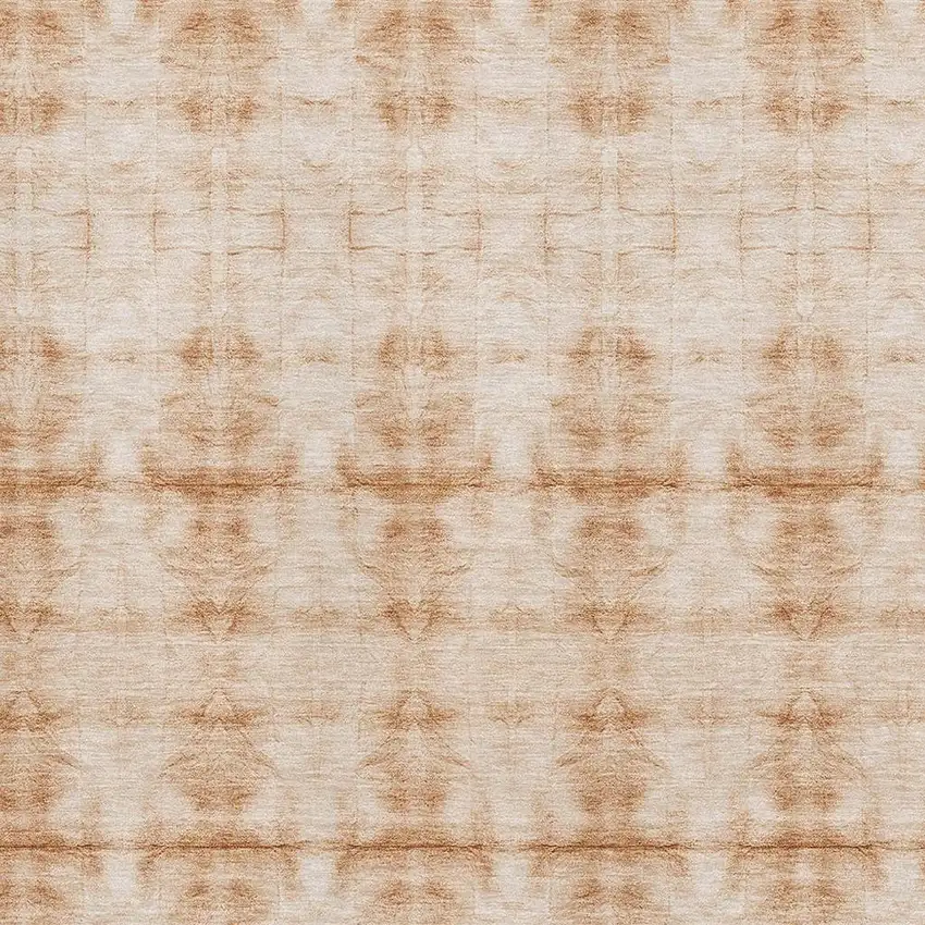 Salmon And Ivory Geometric Washable Area Rug With UV Protection Photo 3