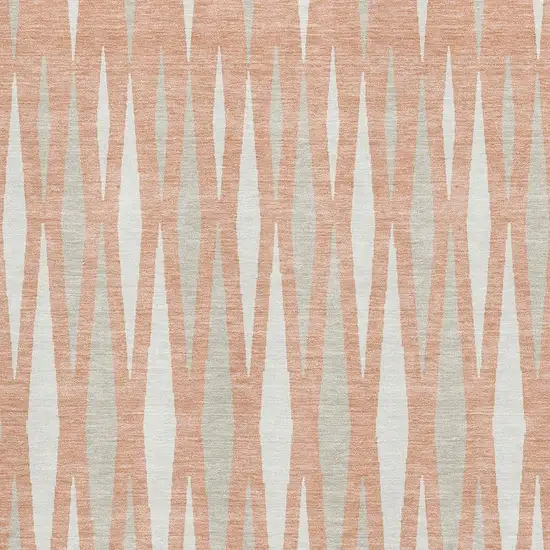 Salmon And Ivory Geometric Washable Area Rug With UV Protection Photo 3