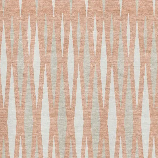 Salmon And Ivory Geometric Washable Area Rug With UV Protection Photo 3