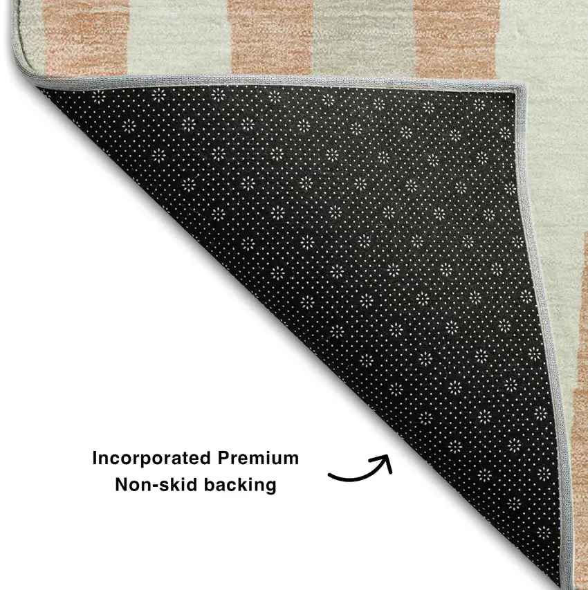 Salmon And Ivory Geometric Washable Area Rug With UV Protection Photo 7
