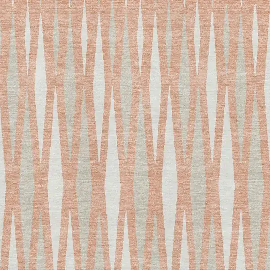 Salmon And Ivory Geometric Washable Area Rug With UV Protection Photo 3