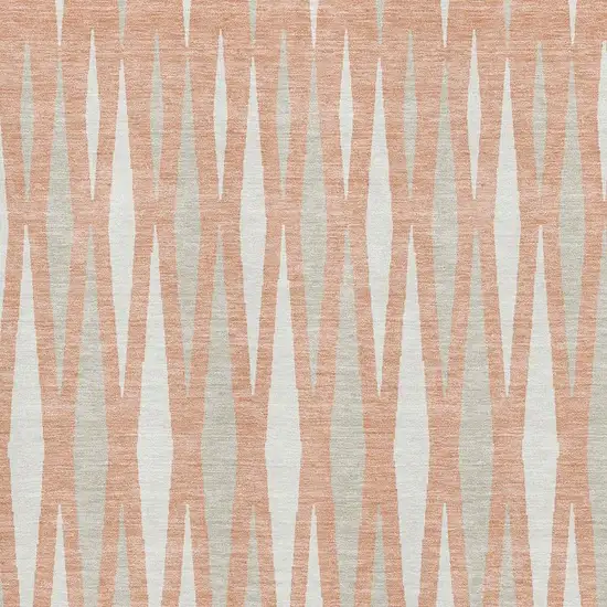 Salmon And Ivory Geometric Washable Area Rug With UV Protection Photo 3