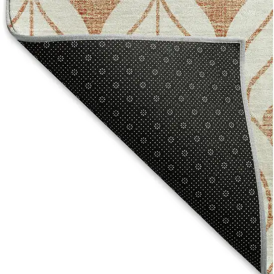 Salmon And Ivory Geometric Washable Area Rug With UV Protection Photo 6