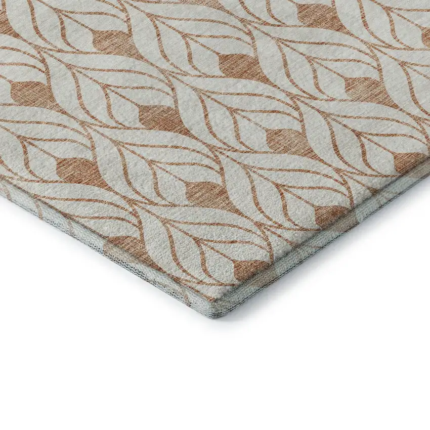 Salmon And Ivory Geometric Washable Area Rug With UV Protection Photo 7