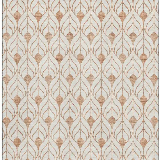 Salmon And Ivory Geometric Washable Area Rug With UV Protection Photo 3