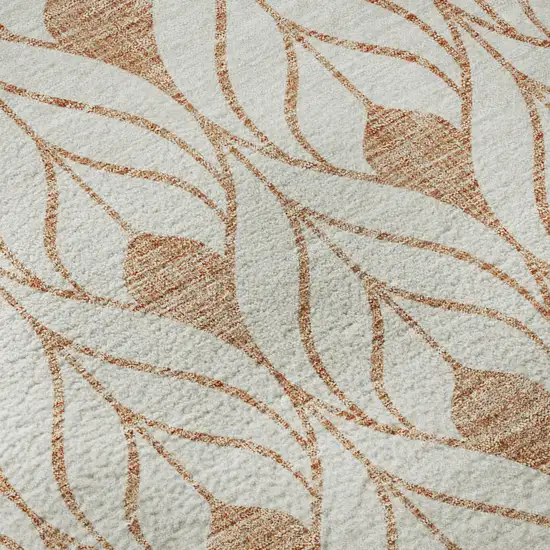 Salmon And Ivory Geometric Washable Area Rug With UV Protection Photo 9