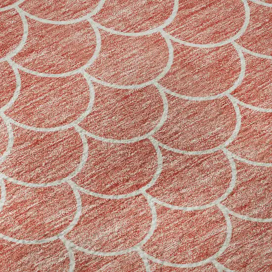Salmon And Ivory Geometric Washable Area Rug With UV Protection Photo 9