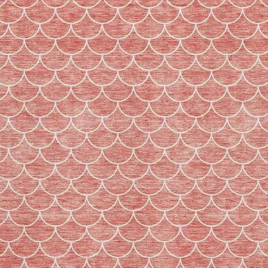 Salmon And Ivory Geometric Washable Area Rug With UV Protection Photo 2