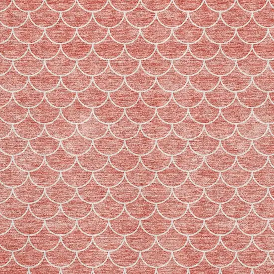 Salmon And Ivory Geometric Washable Area Rug With UV Protection Photo 2