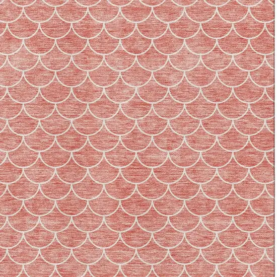 Salmon And Ivory Geometric Washable Area Rug With UV Protection Photo 2