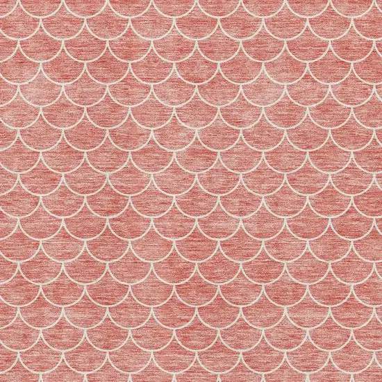 Salmon And Ivory Geometric Washable Area Rug With UV Protection Photo 2