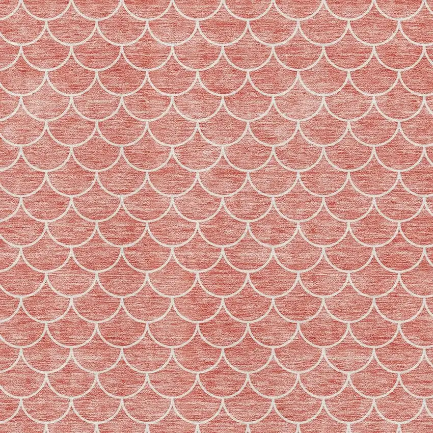 Salmon And Ivory Geometric Washable Area Rug With UV Protection Photo 2