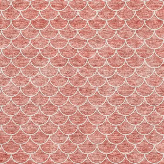 Salmon And Ivory Geometric Washable Area Rug With UV Protection Photo 2
