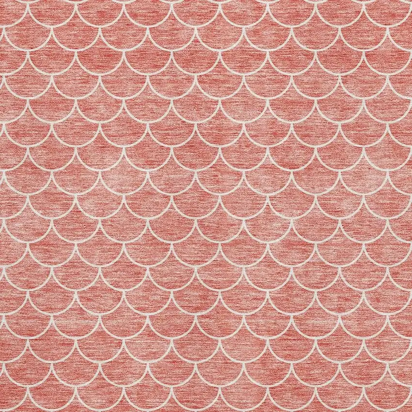 Salmon And Ivory Geometric Washable Area Rug With UV Protection Photo 2