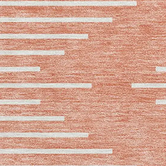 Salmon And Ivory Geometric Washable Area Rug With UV Protection Photo 2