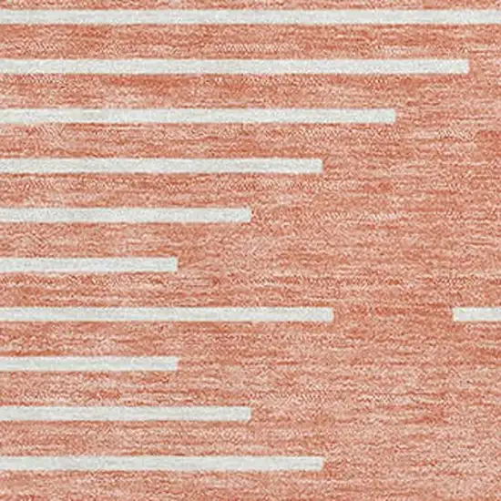 Salmon And Ivory Geometric Washable Area Rug With UV Protection Photo 2