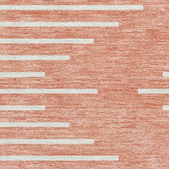 Salmon And Ivory Geometric Washable Area Rug With UV Protection Photo 2