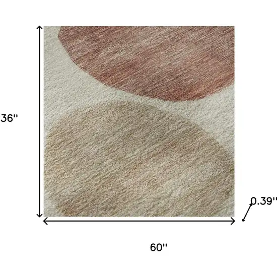 Salmon And Ivory Geometric Washable Area Rug With UV Protection Photo 9