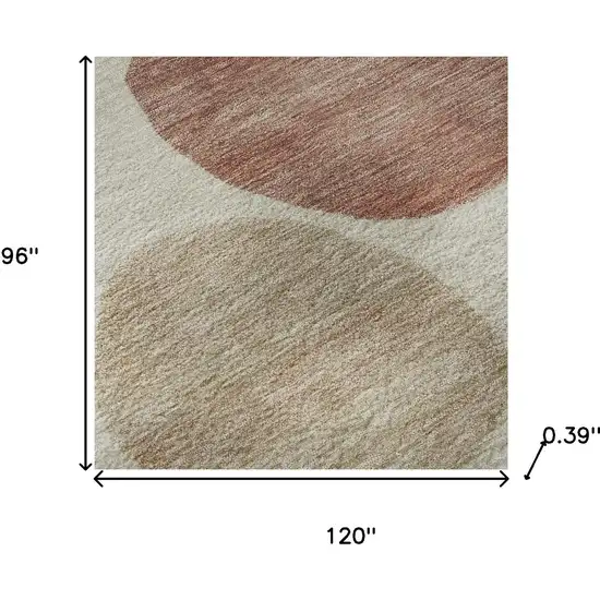 Salmon And Ivory Geometric Washable Area Rug With UV Protection Photo 8