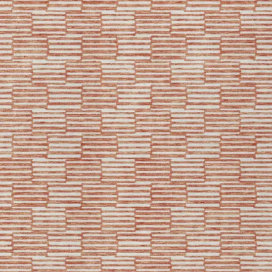 Salmon And Ivory Geometric Washable Indoor Outdoor Area Rug Photo 7