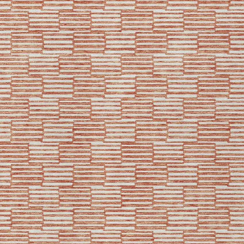 Salmon And Ivory Geometric Washable Indoor Outdoor Area Rug Photo 7