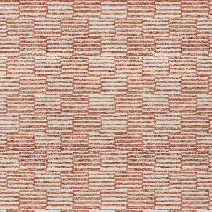 Salmon And Ivory Geometric Washable Indoor Outdoor Area Rug Photo 7