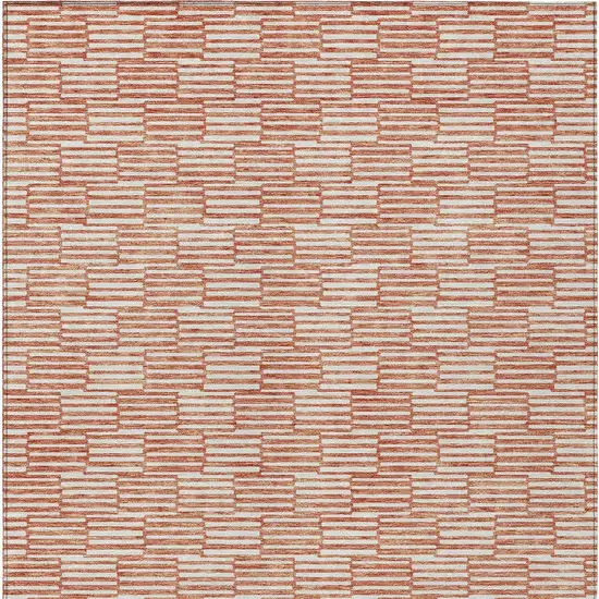 Salmon And Ivory Geometric Washable Indoor Outdoor Area Rug Photo 8