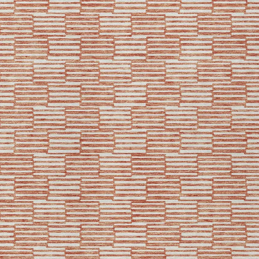 Salmon And Ivory Geometric Washable Indoor Outdoor Area Rug Photo 7