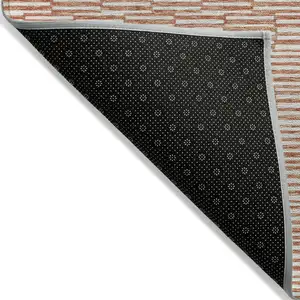 Photo of Salmon And Ivory Geometric Washable Indoor Outdoor Area Rug