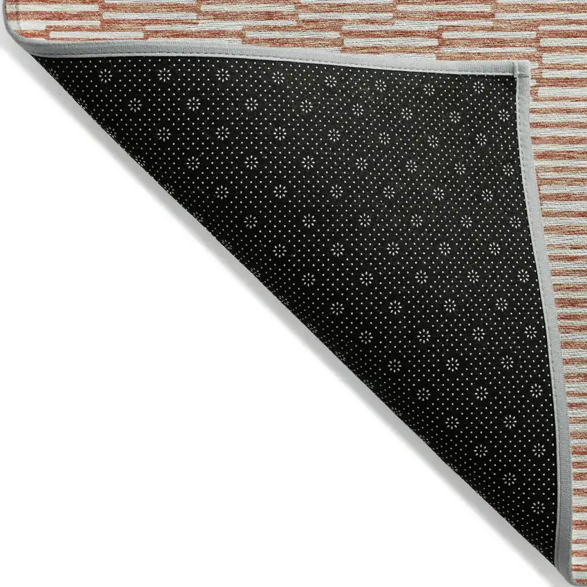 Salmon And Ivory Geometric Washable Indoor Outdoor Area Rug Photo 4