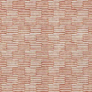 Photo of Salmon And Ivory Geometric Washable Indoor Outdoor Area Rug