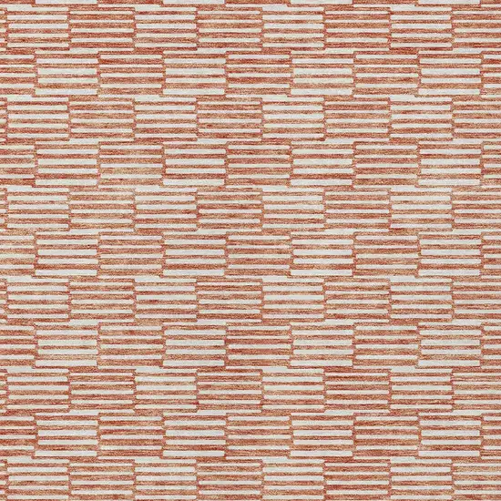Salmon And Ivory Geometric Washable Indoor Outdoor Area Rug Photo 7
