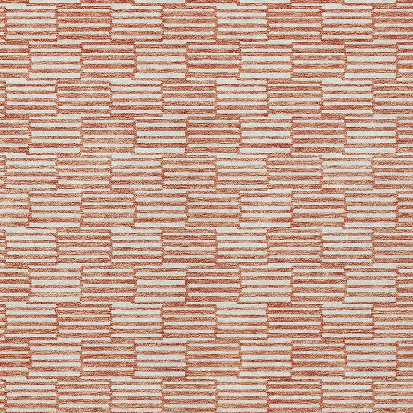Salmon And Ivory Geometric Washable Indoor Outdoor Area Rug Photo 7