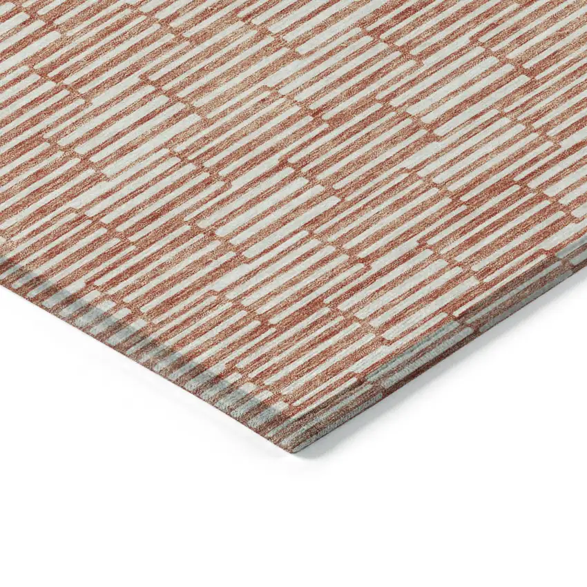 Salmon And Ivory Geometric Washable Indoor Outdoor Area Rug Photo 5