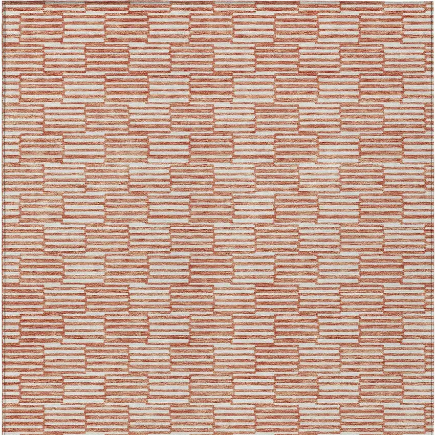 Salmon And Ivory Geometric Washable Indoor Outdoor Area Rug Photo 7