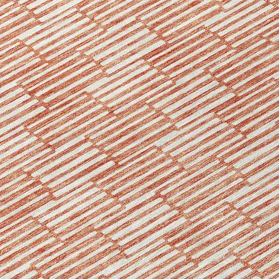 Salmon And Ivory Geometric Washable Indoor Outdoor Area Rug Photo 6