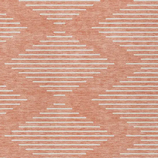Salmon And Ivory Geometric Washable Indoor Outdoor Area Rug Photo 5