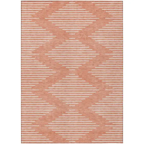Salmon And Ivory Geometric Washable Indoor Outdoor Area Rug Photo 2