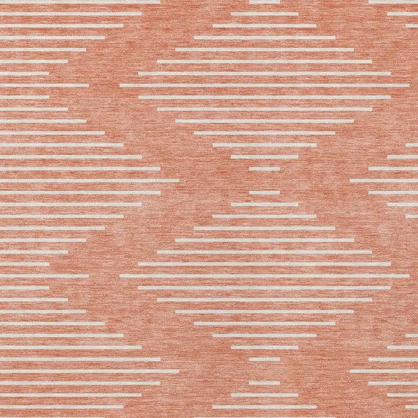 Salmon And Ivory Geometric Washable Indoor Outdoor Area Rug Photo 5