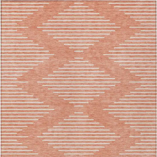 Salmon And Ivory Geometric Washable Indoor Outdoor Area Rug Photo 6