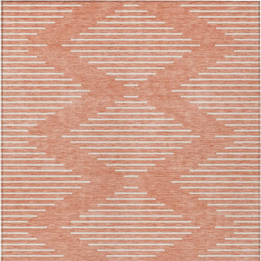 Salmon And Ivory Geometric Washable Indoor Outdoor Area Rug Photo 6