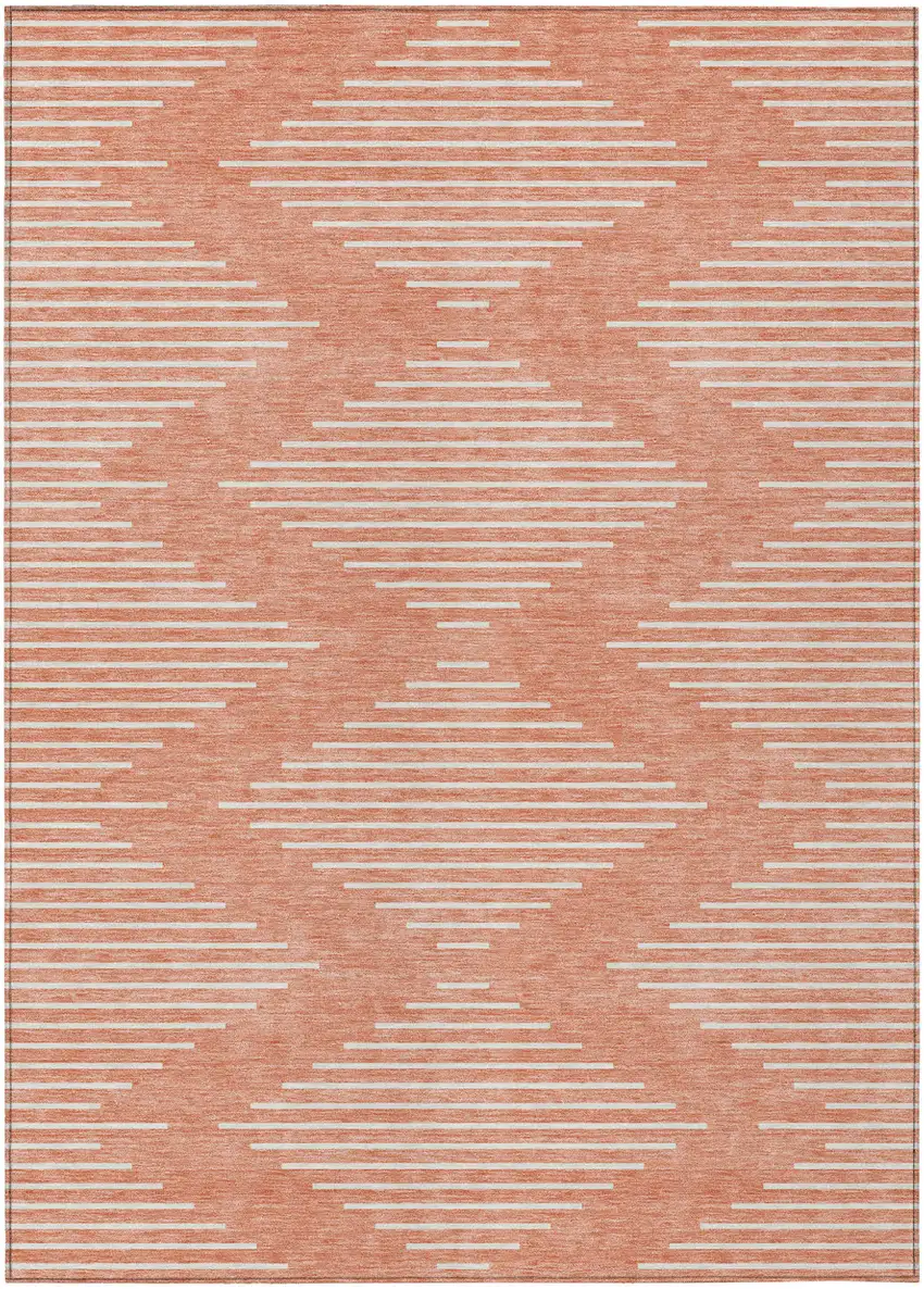 Salmon And Ivory Geometric Washable Indoor Outdoor Area Rug Photo 2