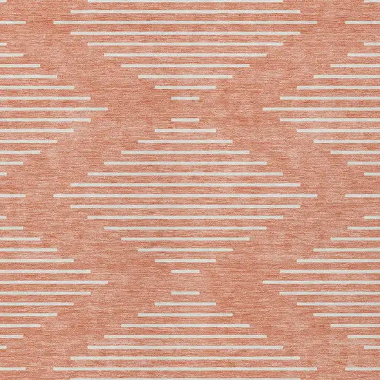 Salmon And Ivory Geometric Washable Indoor Outdoor Area Rug Photo 5