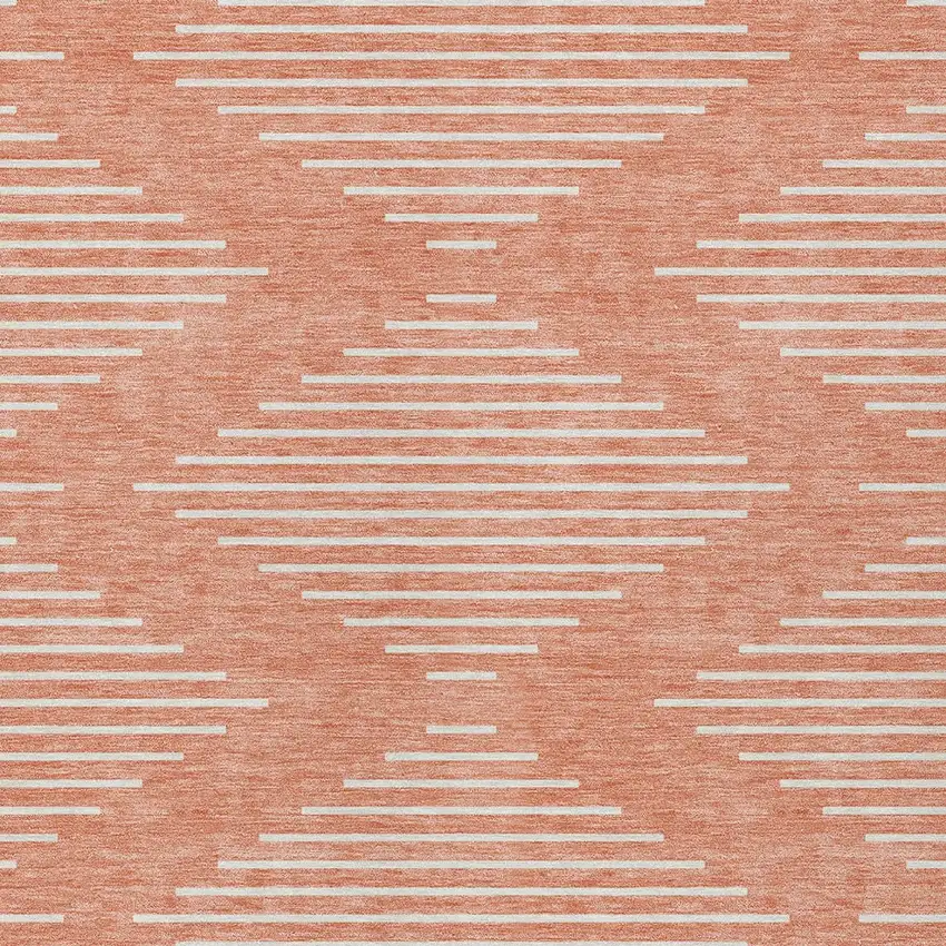 Salmon And Ivory Geometric Washable Indoor Outdoor Area Rug Photo 5