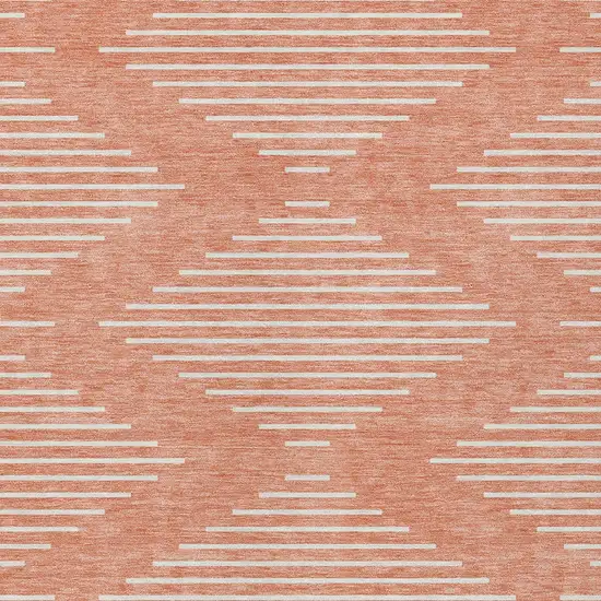 Salmon And Ivory Geometric Washable Indoor Outdoor Area Rug Photo 5