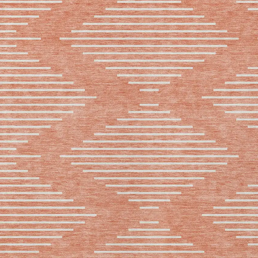 Salmon And Ivory Geometric Washable Indoor Outdoor Area Rug Photo 5